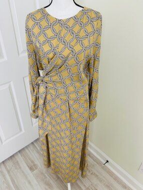 Geometric Print Long Sleeve Maxi Dress